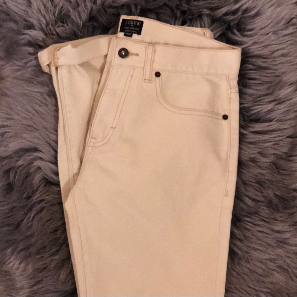 J. Crew White Denim Driggs Pants